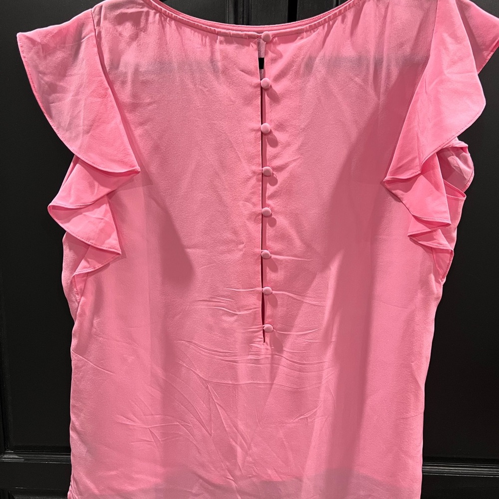 Chic Pink Ruffle Sleeve Blouse - Picture 2 of 3